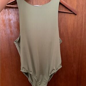 Olive Green Sleeveless Bodysuit
